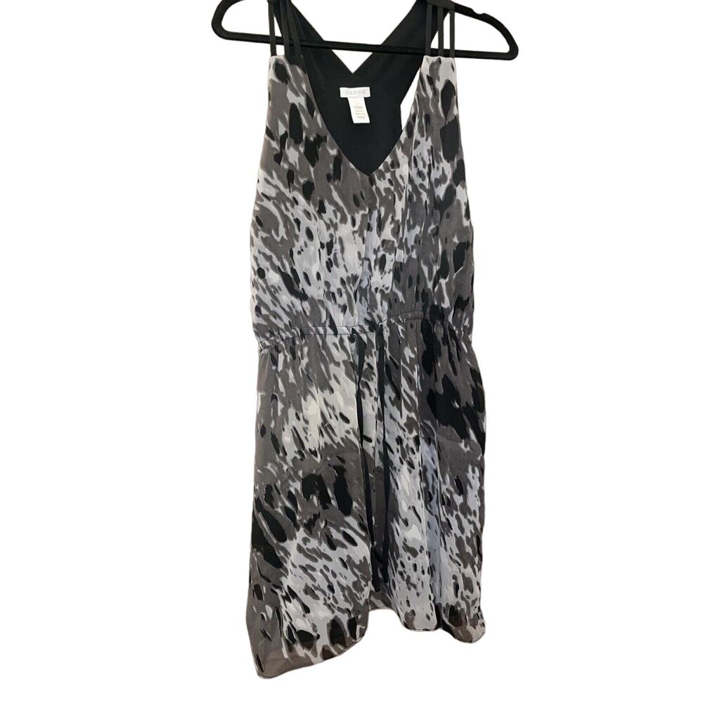 Cache Drawstring Waist Sundress, Abstract‎ Leopard Print, Black and Grey, Large